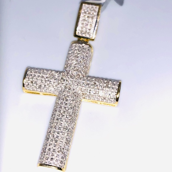 Certified Genuine Real diamond Cross pendant charm Not CZ not fake! 1 CT natural - Picture 6 of 10